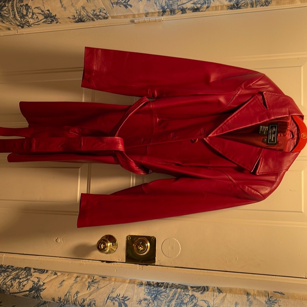 Gorgeous Red Leather coat. Fully lined and in perfect condition. Size M